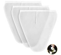 Omquot Sacs de Lait de Noix Sacs Filtrants à Jus à Mailles Fines pour Lait de Noix Végétalien 3 Pièces Tissu de Passoire pour la Production et le Nettoyage du D'amande, Sac Filtrant en Nylon 27 * 32