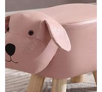 Omquot Tabouret Bas en Bois pour Enfants, Tissu Doux, éponge à Haute Résilience, pour la Maison et la Maternelle (Rose)