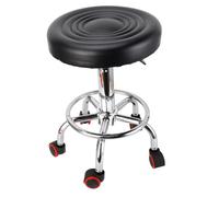 Omquot Tabouret Pivotant Roulant Réglable en Hauteur avec Style Rétro pour Les Professionnels du Tatouage et du Spa Finition Noire