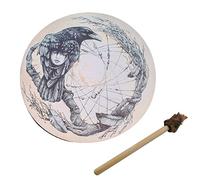 Omquot Tambour Chamanique Vintage fabriqué à la Main en Polyester Imitation Peau de Mouton 25cm pour les Mélomanes (381.04)