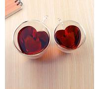 Omquot Tasse en Verre, Tasse en Verre à Double Paroi Haute luminosité en Forme de Cœur Cuite à la Main, Forte Résistance Mécanique pour le thé Noir (a)