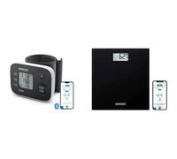 OMRON RS3 Intelli IT Tensiomètre de poignet cliniquement validé + OMRON HN300T2 Intelli IT Pèse-personne numérique intelligent avec application gratuite pour iOS/Android