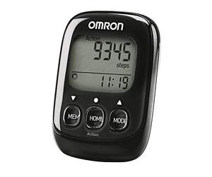 OMRON Walking Style IV Podomètre noir avec capteur 3D précis | Podomètre très précis avec capteur 3D et mode action, compteur de pas pour suivre les calories brûlées