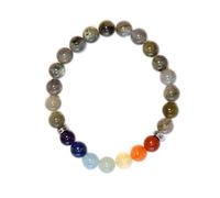Omsaé Bracelet 7 Chakras Labradorite Perles rondes 8 mm