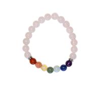 Omsaé Bracelet 7 Chakras Quartz Rose Perles rondes 8 mm