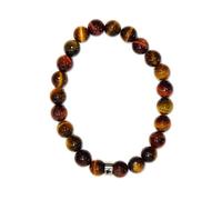 Omsaé Bracelet Œil de Tigre de Taureau de Faucon Perles rondes 8 mm
