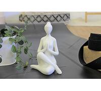 Omsaé Statuette en Porcelaine Posture du Gardien Blanc Brillant 17 cm