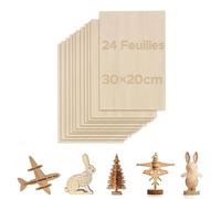 OMTech 12 Feuilles de Contreplaqué de Tilleul 300x200x3 mm Planches Rectangulaires de Bois Brut pour Bricolage Gravure Dessin Peinture Modèles Architecturaux