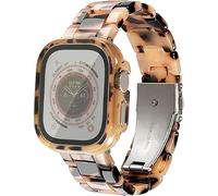 Omter Bracelet avec coque compatible avec Apple Watch 49 mm Ultra 3 2 1, [pas de protecteur d'écran] Bracelet antichoc tendance en résine pour iWatch Ultra (49 mm, gris tortue-titane)
