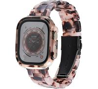 Omter Bracelet avec coque compatible avec Apple Watch 49 mm Ultra 3 2 1, [pas de protecteur d'écran] Bracelet antichoc tendance en résine pour iWatch Ultra (49 mm, pierre de tortue, noir)
