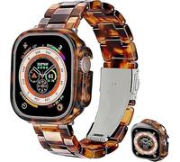 Omter Bracelet avec coque compatible avec Apple Watch 49 mm Ultra 3 2 1, [sans protecteur d'écran] Bracelet antichoc tendance en résine pour iWatch Ultra (49 mm, écaille de tortue-titane)