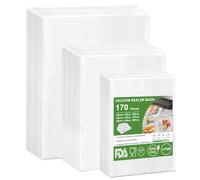 Omtofo 170 Sachets Sac Sous Vide Alimentaire 15x25cm(50)+20x30cm(70)+28x40cm(50), Sac Sous Vide Gaufré, sans BPA, Sachet Sous Vide pour Conservation des Aliments, la Cuisson et Cuiseur Sous Vide