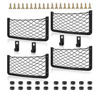 Omtofo 4 pièces Filet Rangement pour Voiture, avec Crochet, Élastique Filet de Rangement de Coffre, 36 x 18cm, Sac Pocket Organizer de Voiture pour Auto, Camping-Cars, Bateaux, Maison