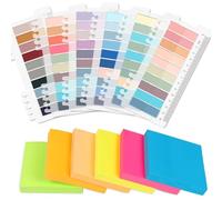 Omtofo 600 Feuillets Sticky Notes 76 X 76 mm,1200 Marque Page Adhesif, Transparent Couleur Adhésifs Bookmark Sticky Notes Feuillets Autocollants Convient aux Mémos, Rappele, la Maison, École, Bureau