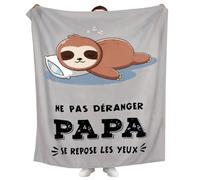 Omtofo Cadeau Papa, Cadeau Fete Des Peres Plaid Fete Des Peres, Cadeau D'anniversaire De La Fille Et Du Fils à Papa, Couverture Commémorative En Forme De Paresseux(155 × 130cm)