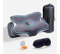 Omtofo Oreiller Ergonomique Cervical, 2 en 1 Coussin Orthopédique, Oreiller Memoire Forme, Soie Glacée Taie d'oreiller Amovible, Coussin Memoire Forme, sur Le Dos Et sur Le Ventre, 62 X 41 X 13/9 cm