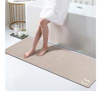 Omulla Grand tapis de bain en terre de diatomée taupe extra long, super absorbant, antidérapant, séchage rapide, pour sol de salle de bain, baignoire, douche, évier (43,2 x 150 cm)