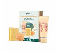 OMUM - Coffret Peau Douce & Eclatante - 1 savon Le Cajoleur + 1 éponge konjac Ma Bonne Fée + 1 lait corps Le Bienfaiteur - Routine beauté optimale - Bio et Vegan - Coffret écologique et éthique
