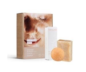 OMUM - Coffret Soin Visage Naturel Mon Rituel Glow - 1 éponge konjac Ma Bonne Fée + 1 crème rééquilibrante Ma Jolie Peau + 1 savon surgras Le Cajoleur - Nettoie, exfolie et hydrate la peau