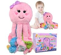 Omuyasi Jouet Bebe 1 an, Rose Kawaii Pieuvre Peluche avec 8 Tentacules Texturés, Jouet Bebe 3 6 9 12 18 Mois, Jouet Sensoriel Montessori pour Fille 1 2 3 Ans, Cadeaux pour Bébé Fille, Jouet Autisme