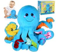 Omuyasi Peluche Pieuvre Jouet Bebe 1 an, Kawaii Montessori Sensoriel Jouet Enfant 1 2 3 Ans avec 8 Tentacules Texturés, Cadeau Fille Garcon Enfant 5 6 7 8 Ans, Autisme Jouets (Bleu)