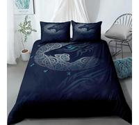 OMUYQAQ Parure de lit 3 pièces avec housse de couette rétro et mythologie nordique, symbole mystique, viking, celtique, arbre de vie, galaxie, pour adolescents et adultes (couleur 8, lit double : 200