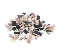 Omvial 50 Mini Tableau Noir Bois Message Rectangle Ardoise A Pince Clip Carte Panneau memos Etiquette Prix Marque Place Numero Table