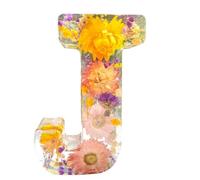 Omvial Lettres Floral Veilleuse CréativeFleurs Séchées LED Lumières Ambiantes Résine Lettres Lampe Table de Fête Ornements Éclairage J