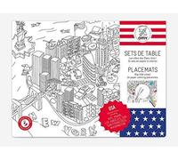 OMY Pochette de 24 sets de table à colorier sur les USA