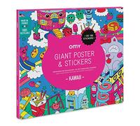 OMY Search and Find Lot de posters géants et autocollants Kawaii, 101,6 x 71,1 cm, avec plus de 100 autocollants, amusant et amusant pour les enfants