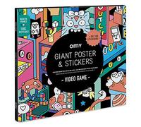 OMY Search and Find Lot de posters géants et autocollants pour jeux vidéo, 101,6 x 71,1 cm, avec plus de 100 autocollants, amusant et amusant pour les enfants