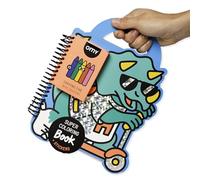Omy Super livre de coloriage - Dinosaures | Explorez une terre préhistorique pleine de dinosaures amicaux et d'aventures | 35 pages, 2 feuilles d'autocollants, 5 crayons de cire | Jeu créatif pour les