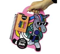 Omy Super livre de coloriage - Licorne | Entrez dans un monde magique d'arcs-en-ciel, d'étincelles et d'imagination | 35 pages, 2 feuilles d'autocollants, 5 crayons de cire | Jeu créatif pour les