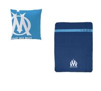 OMYDREAM Ensemble Plaid et Coussin Om Supporters | 110x140+40x40cm | Oeko-TEX | Bleu (Bleu)