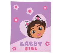 OMYDREAM Gabby ET LA Maison Magique Coeur Grand Plaid Polaire Enfant Extra Doux 125x150 cm | 100% Polyester | Oeko-TEX | Imprimé Fille | Violet