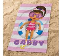 OMYDREAM Gabby ET LA Maison Magique Pink Serviette de Bain et de Plage Enfant | 100% Coton | Oeko-TEX | 70x120cm | Imprimé Fille | Rose