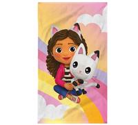 OMYDREAM Gabby Et La Maison Magique Rainbow Serviette de Bain et de Plage et de Plage Enfant | 100% Coton | Oeko-TEX | 70x120cm | Imprimé Fille | Rose