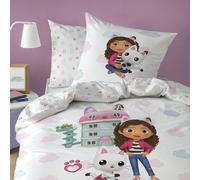 OMYDREAM Gabby et La Maison Magique World Parure de lit 1 Personne Enfant | 100% Coton | Oeko-TEX® Standard 100 | 140x200+63x63cm | Imprimé Fille | Rose