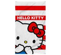 OMYDREAM Hello Kitty Red Drap de Plage Enfant | 100% Coton | Oeko-TEX | Velours Ultra-Doux | 70x120 cm | Bain et Plage | Imprimé Fille (Blanc)