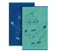 OMYDREAM Les Minions Fiesta Serviette de Bain et de Plage Enfant | 100% Coton Jacquard | Ultra-Absorbante | Oeko -TEX | Bleu (70x120cm)