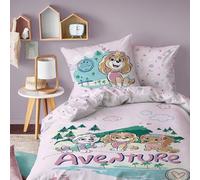 Pat Patrouille Voyage Parure de lit Enfant 1 Place | 100% Coton | Oeko-TEX | Housse de Couette 140x200 cm + Taie d'oreiller 63x63 cm | Rose (Rose, 140x200+63x63cm)