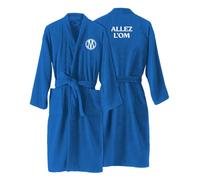 OMYDREAM Peignoir adulte OM Dribble 100% Coton - Licence officielle | Brodé Cœur et Dos | Col Kimono | 2 Poches | Coton Bouclette Doux et Absorbant | Certification Oeko-Tex