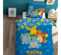 Parure de lit enfant 100% Coton - POKÉMON GOODBYE - Bleu - 140x200+63x63cm
