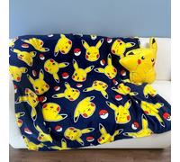 OMYDREAM Pokemon Pika Pika Plaid imprimé Enfant | 100% Polyester| Oeko-TEX® Standard 100 | Plaid 125 x 150 cm | Imprimé Garçon | Bleu