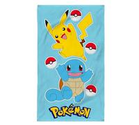 OMYDREAM Pokémon Port Serviette de Bain et de Plage Enfant | 100% Coton | Oeko-TEX | 70x120 cm | Imprimé Garçon | Bleu Ciel