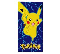 OMYDREAM Pokémon Volt Pikachu Drap de Plage Enfant | 100% Coton | Oeko-TEX | 70x120 cm | Velours Ultra-Doux | Bain et Plage | Imprimé Garçon (Bleu, 70x120cm)