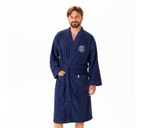 OMYDREAM PSG Peignoir homme avec poches Paris-Saint-Germain | 100% Coton | OEKO-TEX | Taille L | Bleu