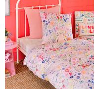 OMYDREAM Wee Blue Bell Jardin Secret Parure de lit Enfant imprimée 140x200 cm | 100% Coton | Oeko-TEX | Housse de Couette 140x200 cm + Taie d'oreiller 63x63 cm | Rose