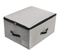 Omygarden Boîte de rangement pliable avec séparateur, 4 poignées, couvercle à fermeture éclair, couvertures, vêtements, couettes, bac de rangement pour chambre, 52 × 40 × 26 cm, gris foncé