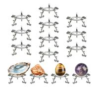 OmyLens Lot de 10 supports de boule de cristal argenté pour exposer du verre de cristal et des roches naturelles, support d'affichage de sphère, pour sphère ou pierre de 40 mm-80 mm